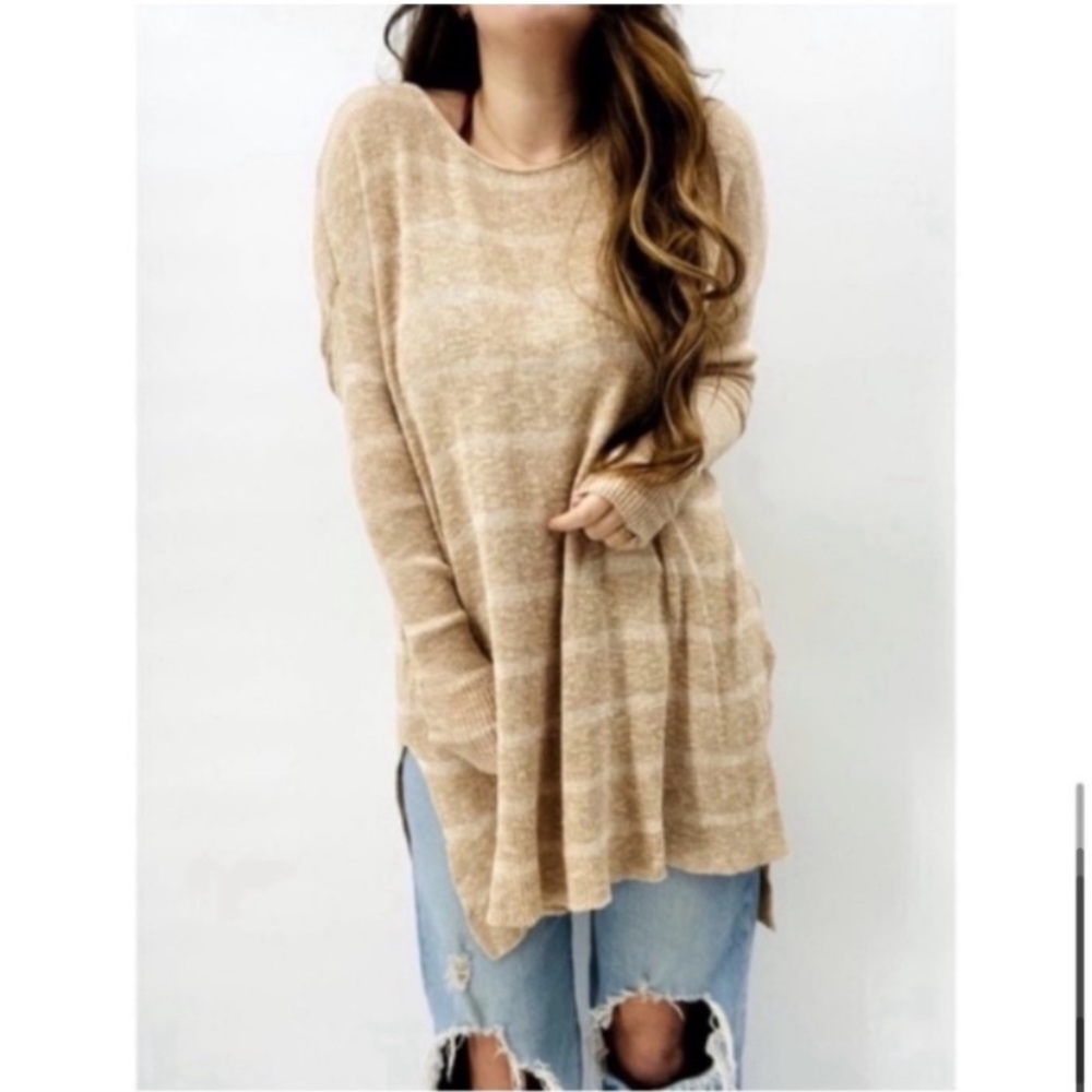 Free People Beige Oversized Knit Women's Sweater Dress - Picture 10 of 11